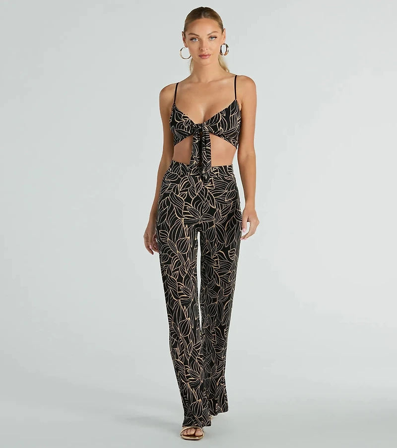 Island Sun Tropical Tie Front Crop Top