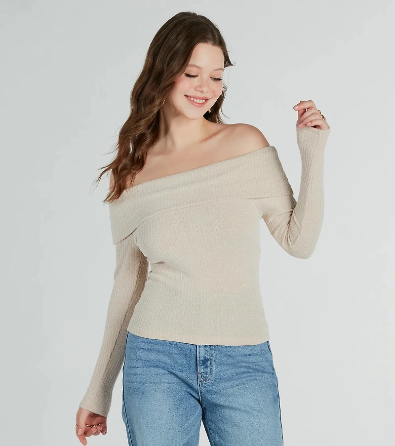 Time To Elevate Off-The-Shoulder Long Sleeve Top