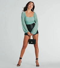 Elevated Basic Ruched Mesh Bodysuit