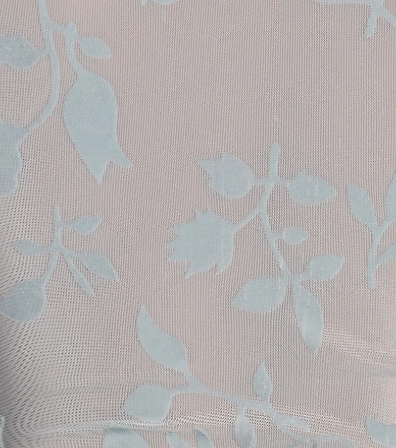 Charming Flocked Floral Mesh Long Sleeve Corset Top