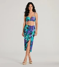 Tropical Vacay Spaghetti Strap Tie-Back Crop Top