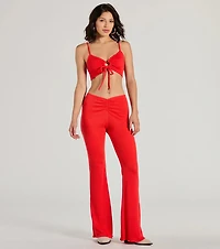 Looking Good Sweetheart Tie Front Crop Top