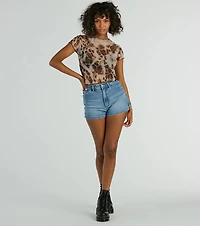 Fierce Trendsetter Leopard Mesh Crop Top