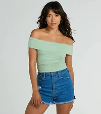 Spotted Town Off-The-Shoulder Crop Top