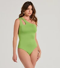One Sided Sleeveless Cutout Bodysuit