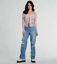 Floral Daydream Off-The-Shoulder Mesh Top