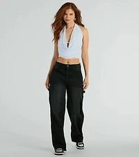 Take The Plunge Sleeveless Halter Crop Top