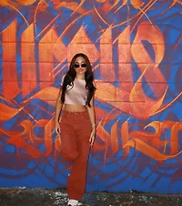 Talk Back Abstract Print Mesh Crop Top