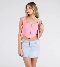 Such A Cutie Ruffled Strap Corset Top