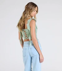 Such A Cutie Ruffled Strap Corset Top