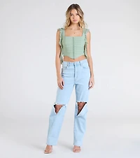 Such A Cutie Ruffled Strap Corset Top