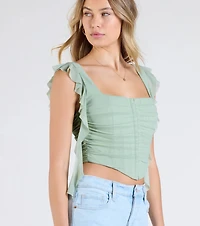 Such A Cutie Ruffled Strap Corset Top