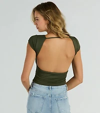 Steal The Moment Crew Neck Open Back Crop Top