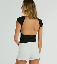 Steal The Moment Crew Neck Open Back Crop Top