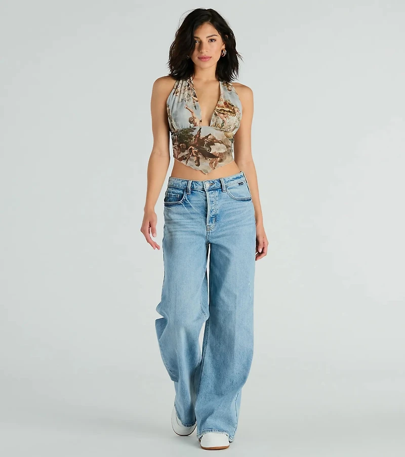 Catch Your Eye Art Print Halter Crop Top