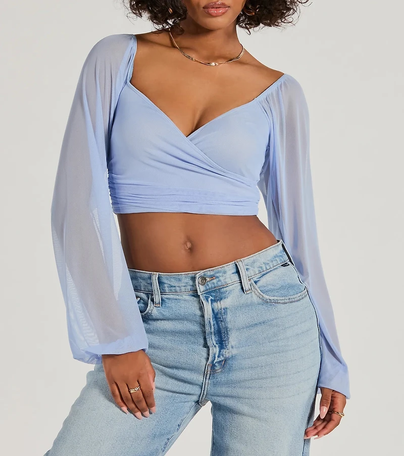 Ahead Of The Trend Surplice V-Neck Crop Top