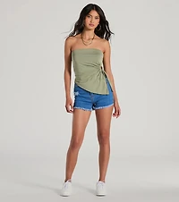 Unique Addition Strapless Cut Out Tube Crop Top