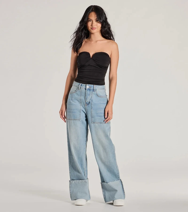Flirty Find Strapless Ruched Knit Crop Top