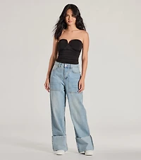 Flirty Find Strapless Ruched Knit Crop Top