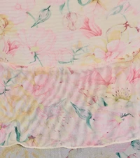 Flirty Ruffled Floral Mesh Lace Trim Top