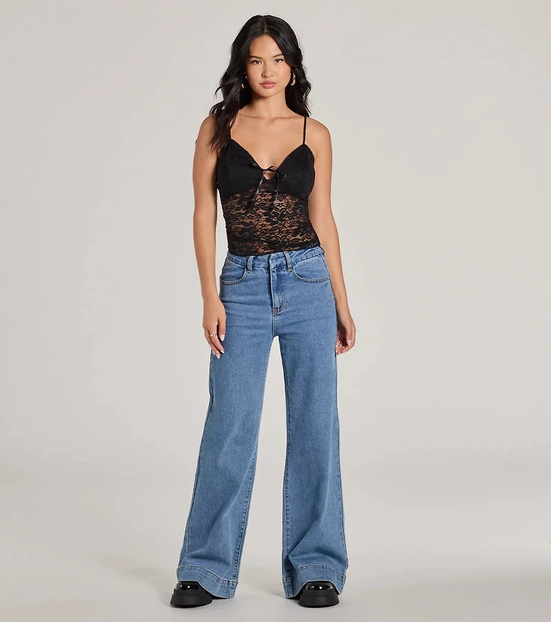 Sheerly Sultry V-Neck Lace Crop Top