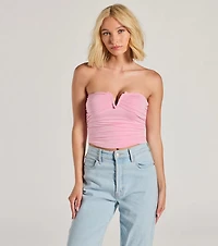 Flirty Find Strapless Ruched Knit Crop Top