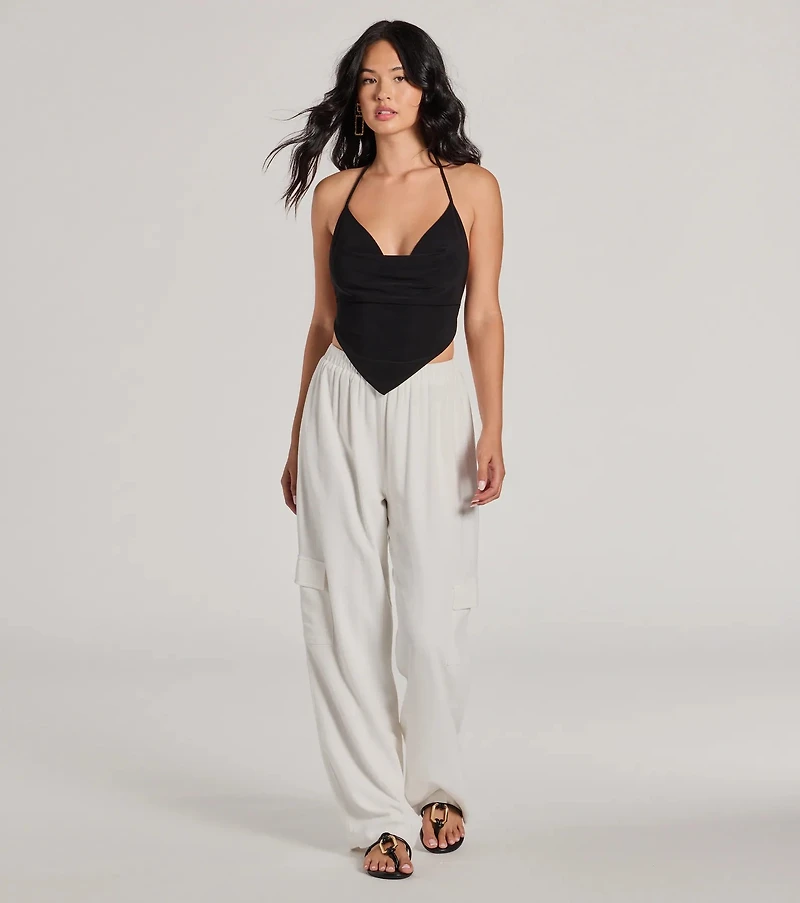 Sunny Day Cute Halter Open Back Crop Top