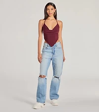 Sunny Day Cute Halter Open Back Crop Top