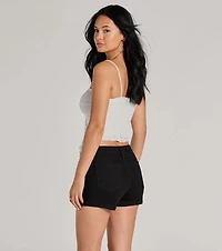 Sweetly Coy V-Neck Slit Lace Crop Top