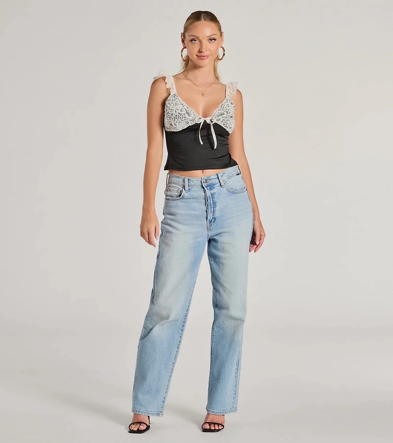 Effortlessly Pretty Lace And Knit Sleeveless Top