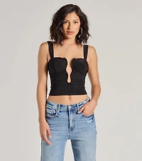 Chic Illusion Plunge Cutout Ruched Tank Top
