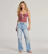 Chic Illusion Plunge Cutout Ruched Tank Top