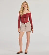 Adorable Flirt Off-The-Shoulder Knit Top