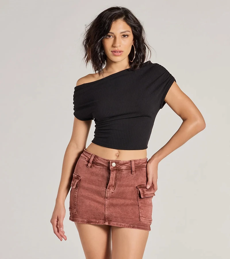 Elevated Fave One-Shoulder Short Sleeve Top