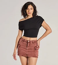 Elevated Fave One-Shoulder Short Sleeve Top