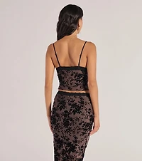 Luxe Touch Flocked Velvet Crop Top