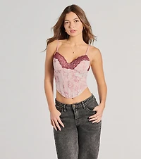 Sweet And Sultry Floral Lace Mesh Bustier Top