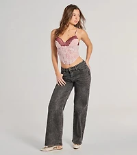Sweet And Sultry Floral Lace Mesh Bustier Top