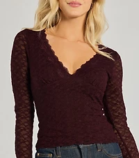 Glam Flair Long Sleeve Lace Top