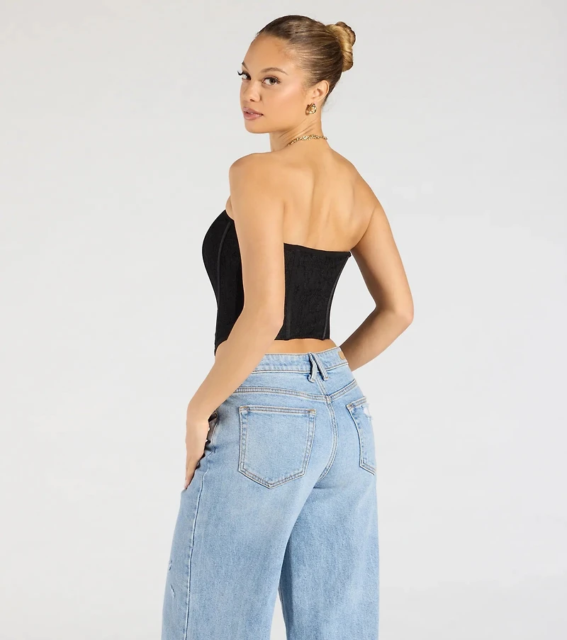 Talk Lace Strapless Corset Top