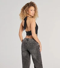 Party Diva Cropped Rhinestone Halter Top