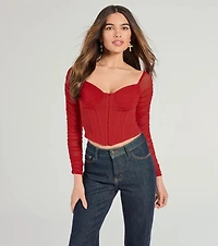 Downtown Looks Long Sleeve Mesh Bustier