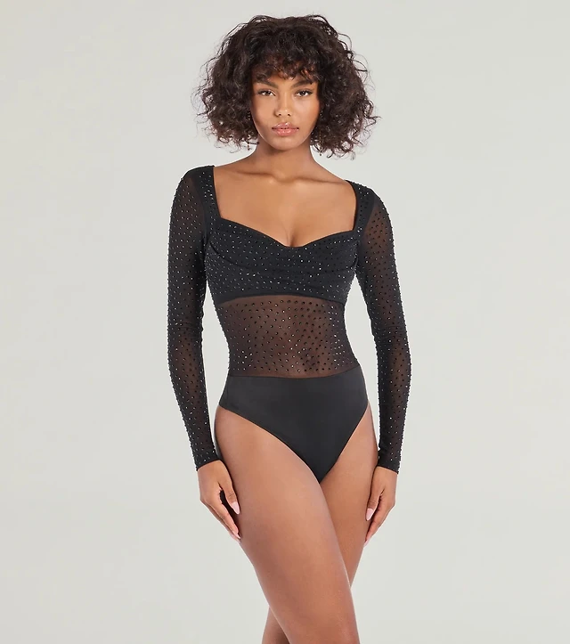 marissa rhinestone sheer mesh mini dress Windsor Marissa Rhinestone Sheer Mesh Mini Dress