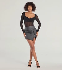Sultry Fab Rhinestone Sheer Mesh Bodysuit