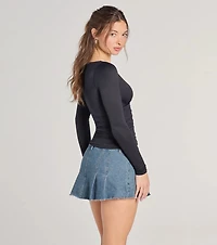 Updated Basic V-Neck Long Sleeve Crop Top