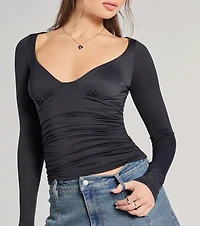 Updated Basic V-Neck Long Sleeve Crop Top