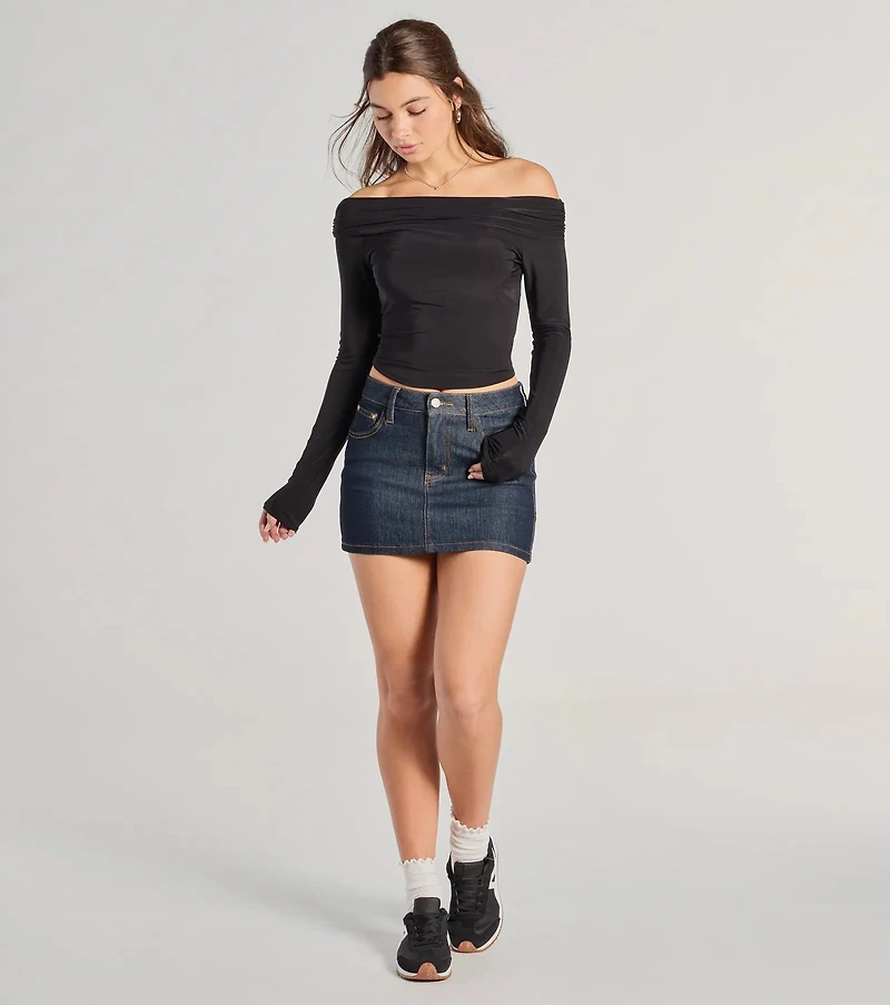 Chic Essential Off-Shoulder Long Sleeve Top
