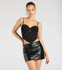Stunned By Luxe Rhinestone Mesh Bustier