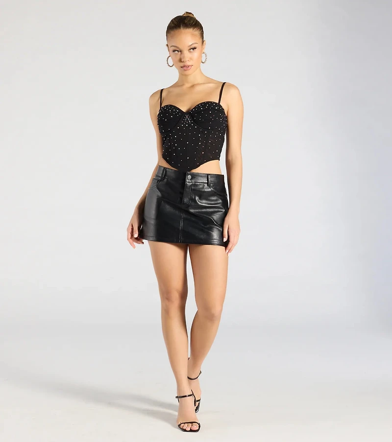 Stunned By Luxe Rhinestone Mesh Bustier