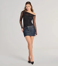 Sweet Allure Polka Dot Sheer Mesh Long Sleeve Top
